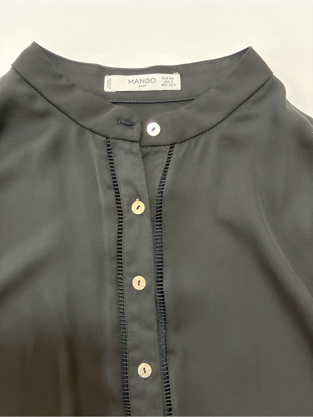 Mango Black Button-Down Shirt with Lace